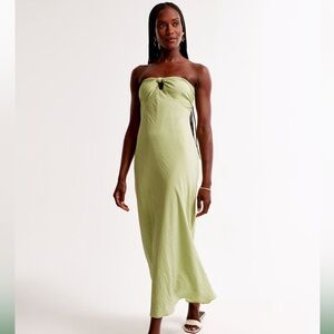 Strapless Twist-Front Maxi Dress